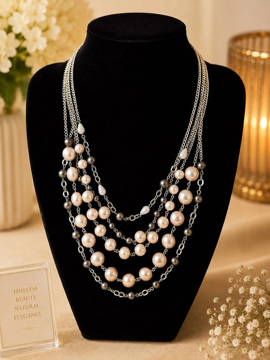 Multi-Strand Pearl Layer Necklace