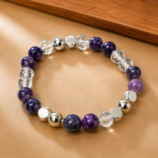 Purple Agate & Crystal Bracelet