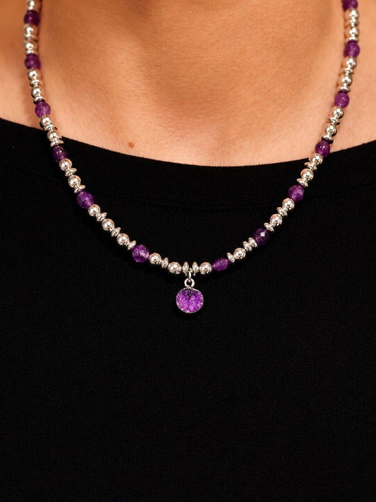 Amethyst Druzy Pendant Necklace