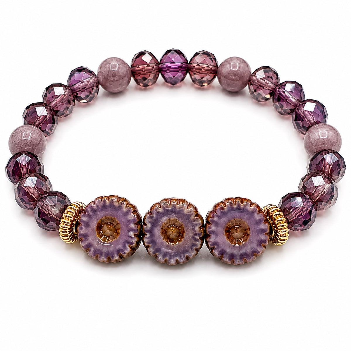 Purple Floral Crystal Bracelet