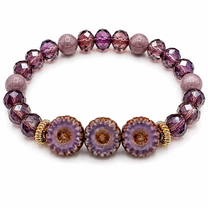 Purple Floral Crystal Bracelet