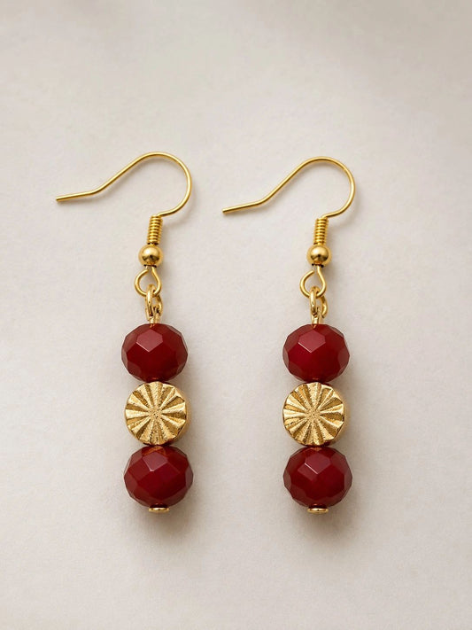 Crimson & Gold Elegance Earrings