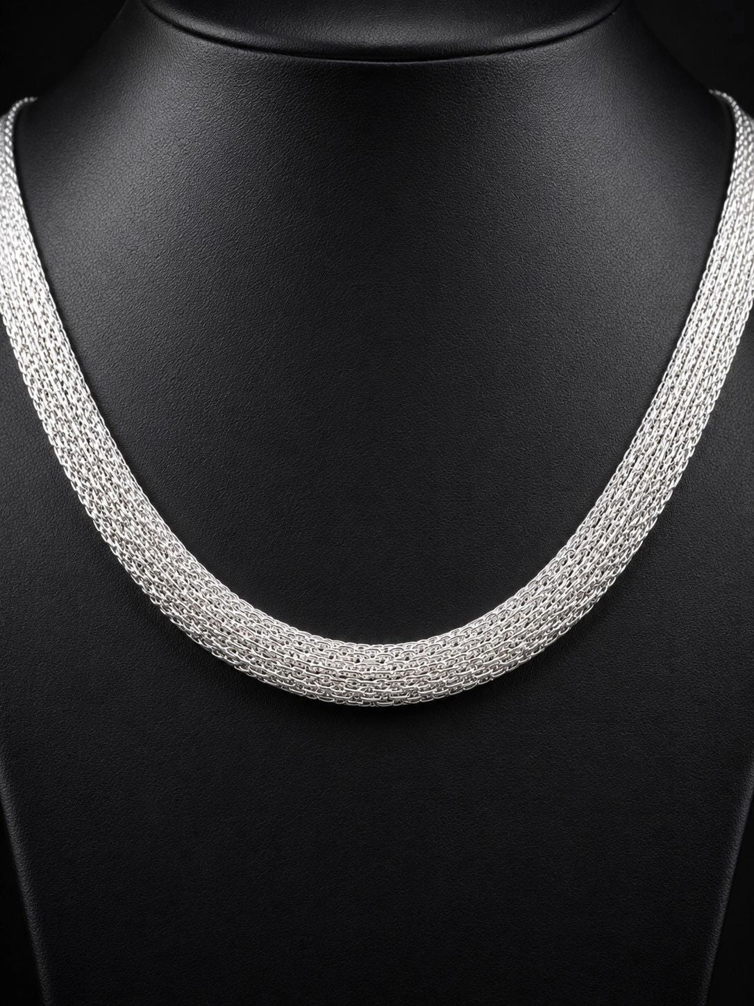 Sterling Silver-Plated Mesh Necklace