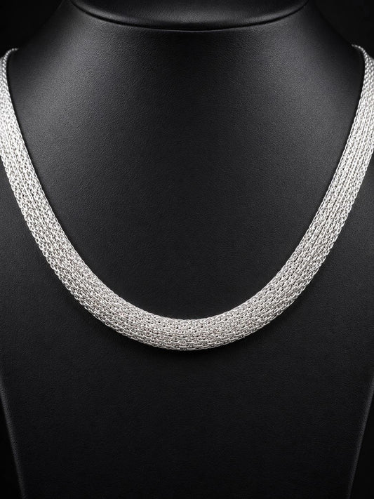 Sterling Silver-Plated Mesh Necklace