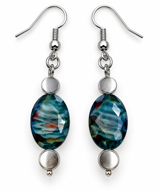 Ocean Mosaic Czech Glass Earrings