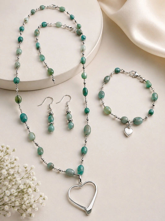 Seafoam Heart Jewelry Set